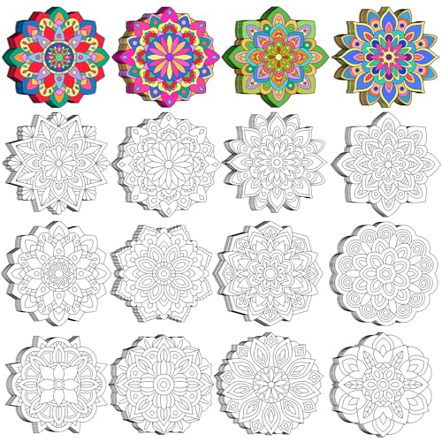 48 Pcs Mandala Coloring Cutouts Set for DIY Art Projects