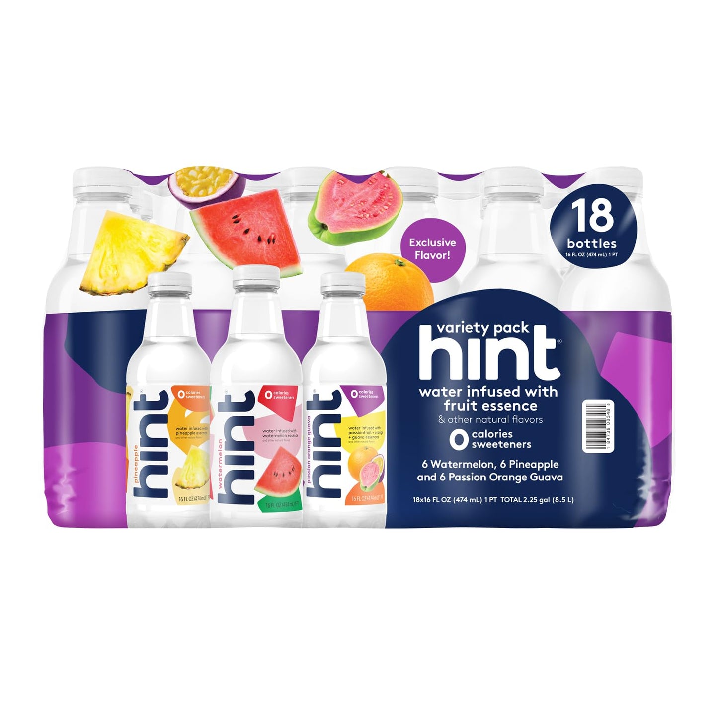 Hint Infused Bottled Water Variety Pack - Sugar-Free, Zero Calorie Natural Flavors | 16 Fl Oz (Pack of 12)
