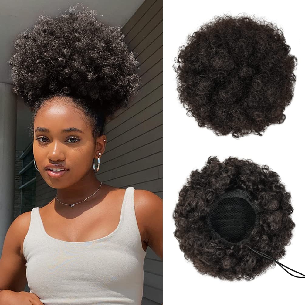 Afro Puff Drawstring Ponytail for Black Women - Premium Ombre Gray Bun | Stylish & Versatile Hair Accessory