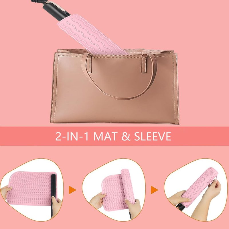 Silicone Heat Resistant Mat - Portable Travel Cover for Curling Irons & Hair Tools | Pink, Small