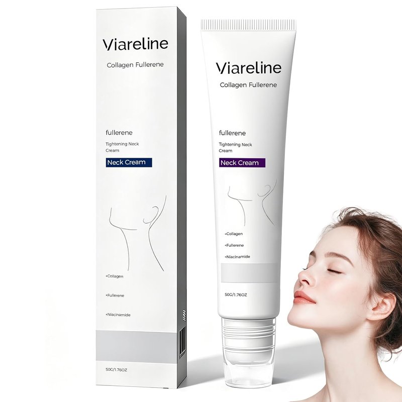 Collagen Neck Cream - Firming & Lifting Treatment for Crepey Skin | Five Roller Applicator