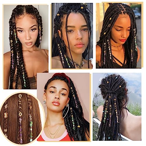 80 Pcs Natural Crystal Stone Hair Jewelry Set for Braids