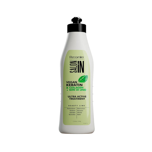 Vegan Keratin Hair Treatment - Collagen & Semi Di Lino Formula | 17.6 oz / 500 g