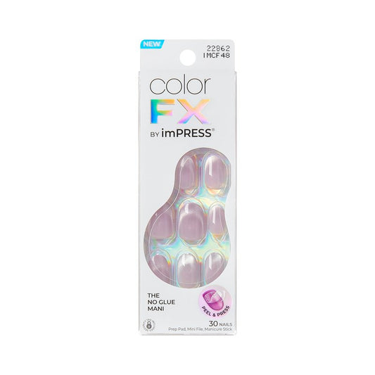 Kiss Impress No Glue Mani Press On Nails, ColorFX, 'Diamond Drip', Pink, Short Size, Oval Shape, Includes 30 Nails, Prep Pad, Instructions Sheet, 1 Manicure Stick, 1 Mini File