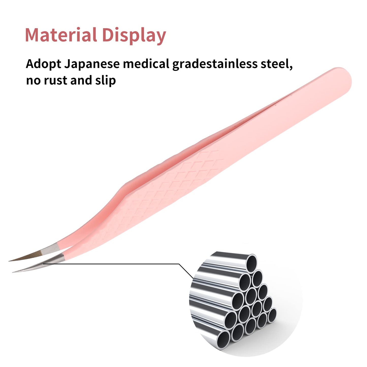 Pink Dolphin-shaped Eyelash Tweezers for Extensions - Curved, Fine, Angled