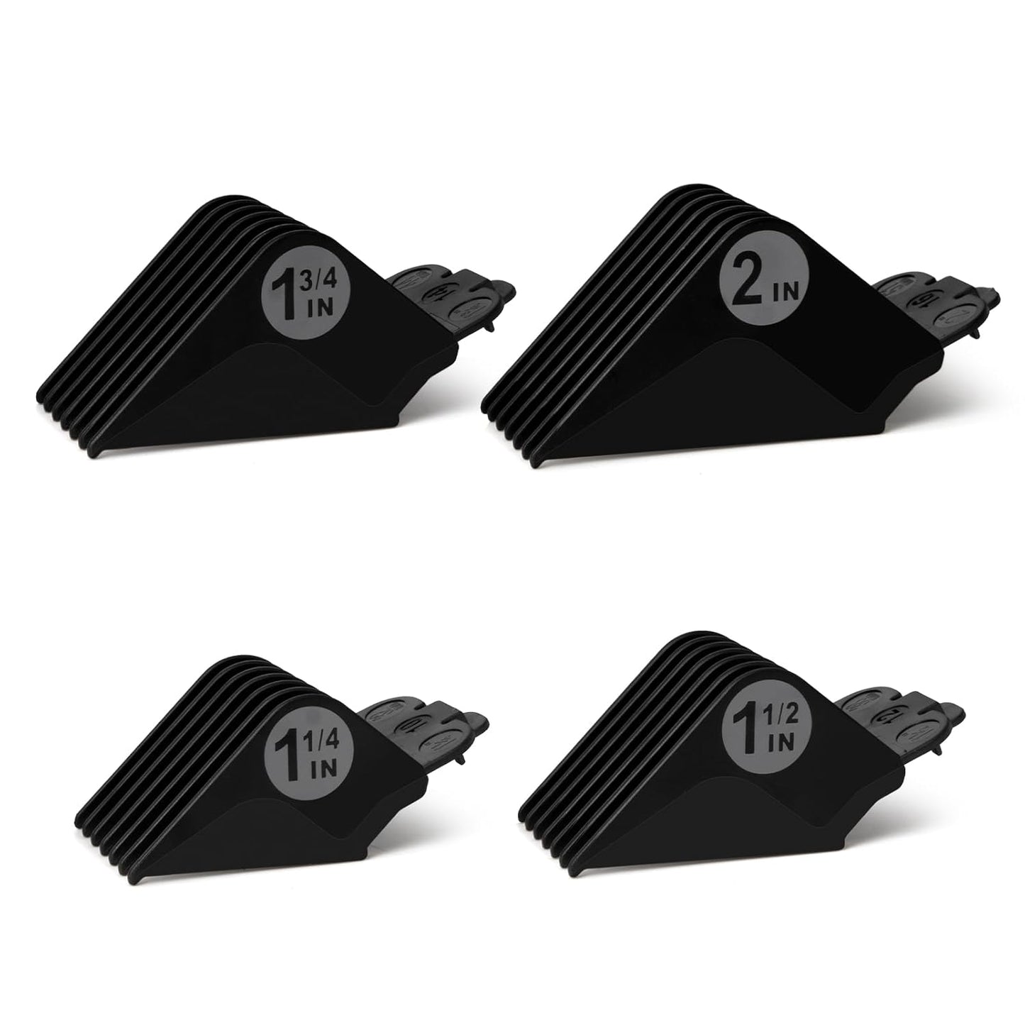 Wahl Clipper Guards Set | 4-Piece Replacement Guide Set for 1.25" to 2" Hair Lengths - Black Color