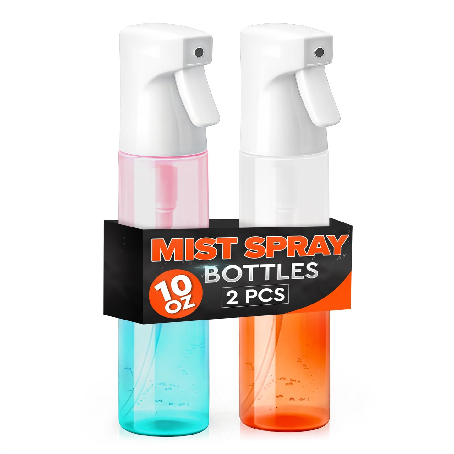 ZOKLU 2 Pcs Continuous Spray Bottle for Hair, 10 Oz, 360° Mist, Refillable