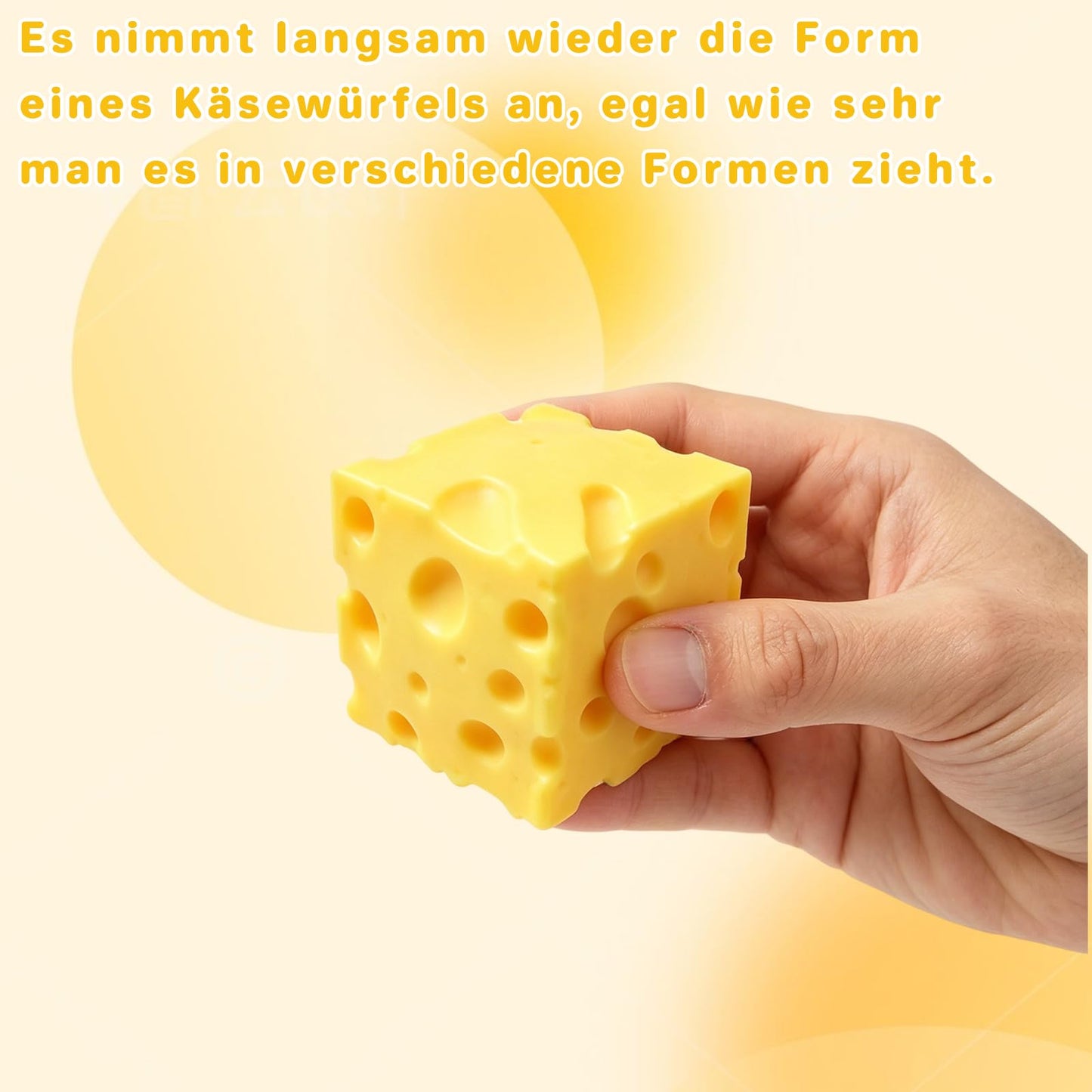 2Pcs Cheese Squishy (6cm),Cheese Block Squeeze Toy,Squishies Stress Relief Fidget Toy Suitable for Adult use in Offices and Homes