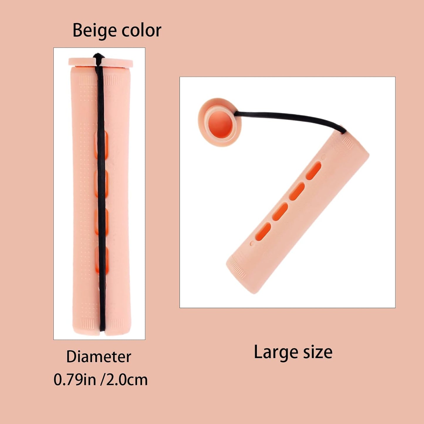 Large Perm Rods for Natural Hair Curling - Beige Styling Rollers for Long & Short Hair
