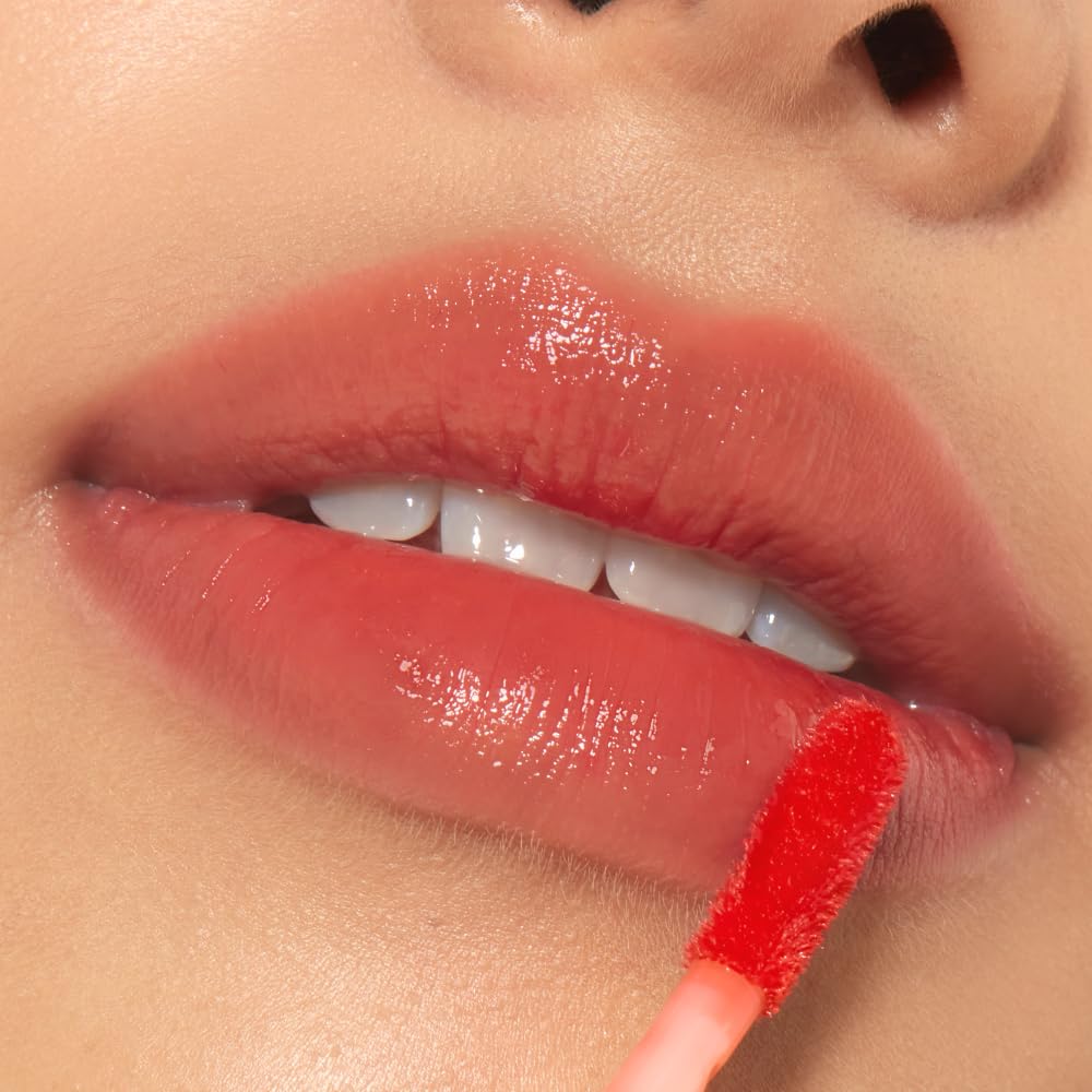 ETUDE Glow Fixing Tint #6 Peach - Non-Sticky Glossy Lip Stain | Moisturizing Formula for Dry Lips