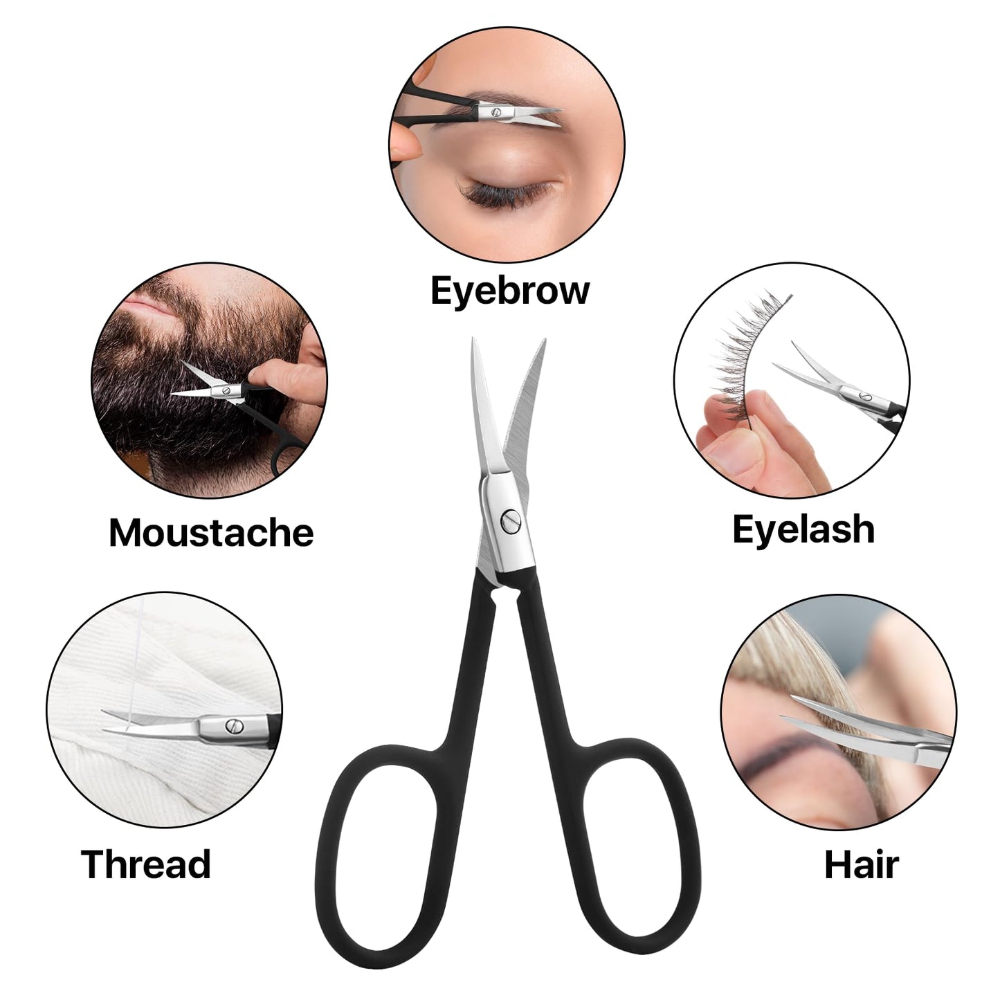 Velodios Nose Hair Trimmer for Women and Men, Premium Grooming Scissors with Curved Tip Clippers for Facial Hair,Eyebrow, Nose Hair, Mustache, Beard, Eyelashes, Ear