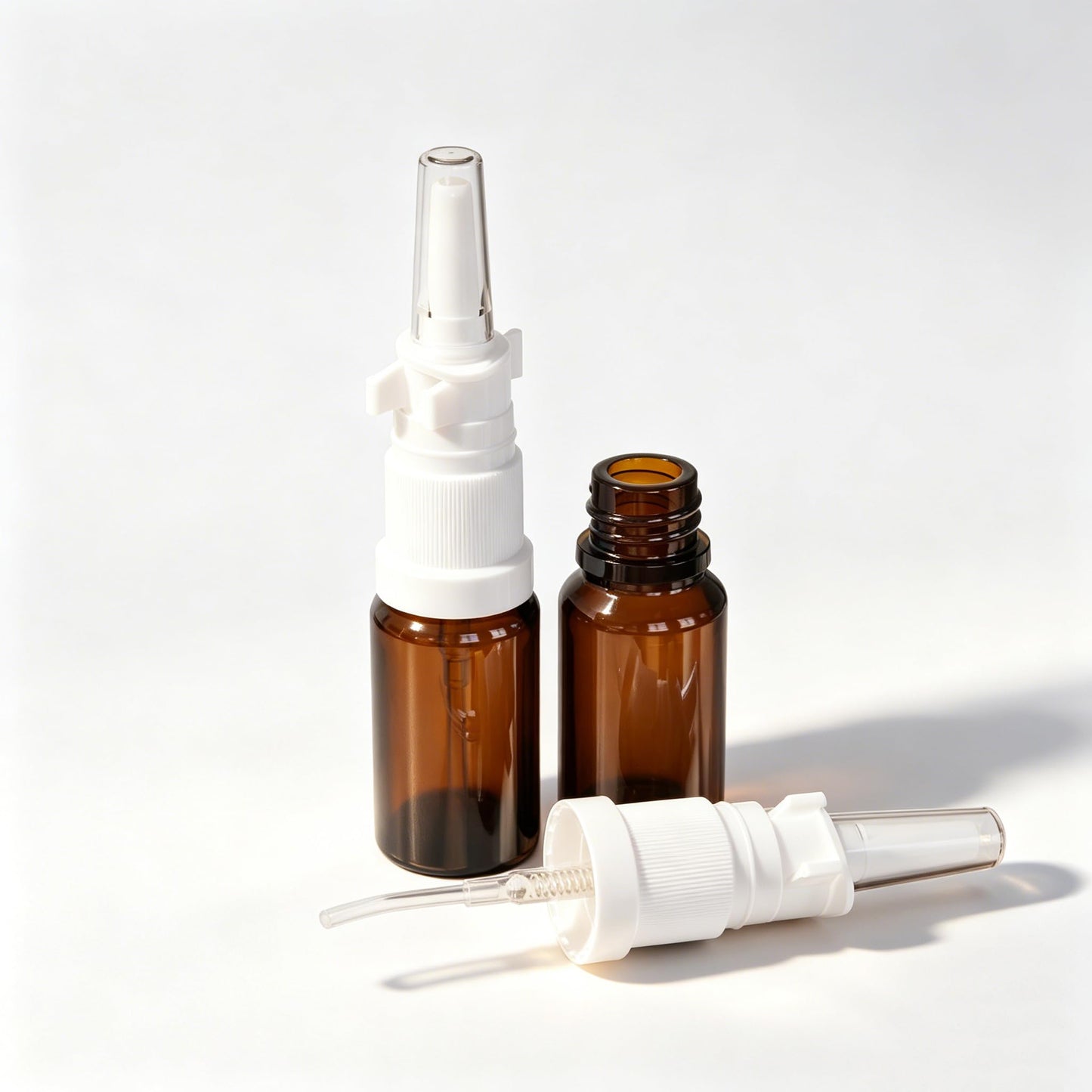 seafulee Nasal Spray Bottle, 6Pack 10ml (1/3oz) Amber Glass Empty Travel Sized Refillable With Fine Mist Narsal Squeeze Bottle, Nose Sprayer With Funnel (Amber 10ml 6P)