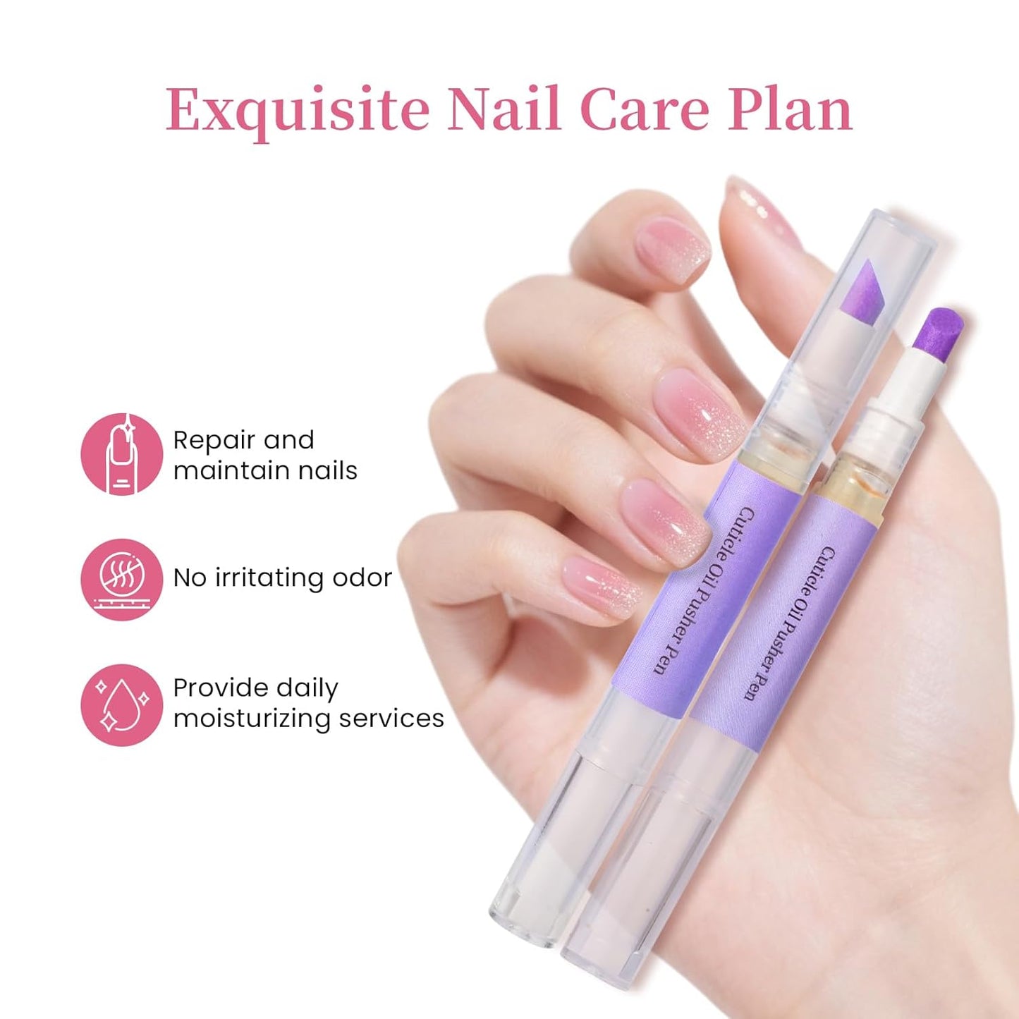 2-in-1 Cuticle Oil Pen - Ceramic Cuticle Pusher & Moisturizer for Damaged Nails | Nail Care Tool