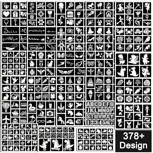 378 Pcs Temporary Tattoos Stencils, Face and Body Paint Stencils Kit.