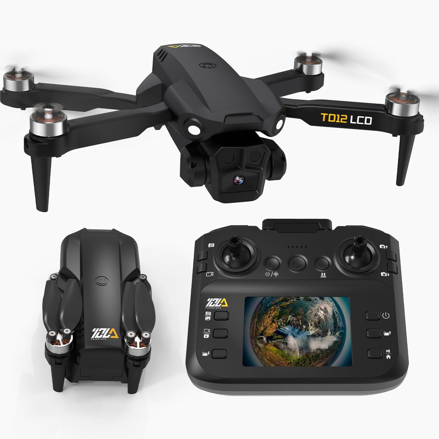 Drone with Camera LCD Screen RC FPV Drone with Brushless Motor Professional Live Video UHD, Drones for Adults Foldable Mini Quadcopter for Beginners, 360° Flips Support 32G SD Card MAX Under 250G Gifts
