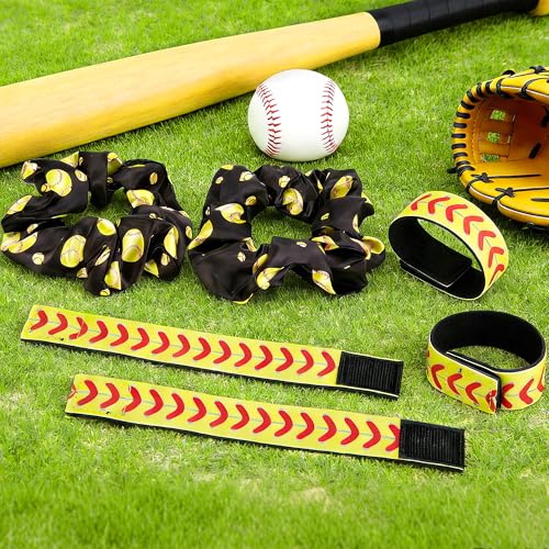 Softball Hair Ties & Sleeve Holders Set for Girls Women Sports Accessories