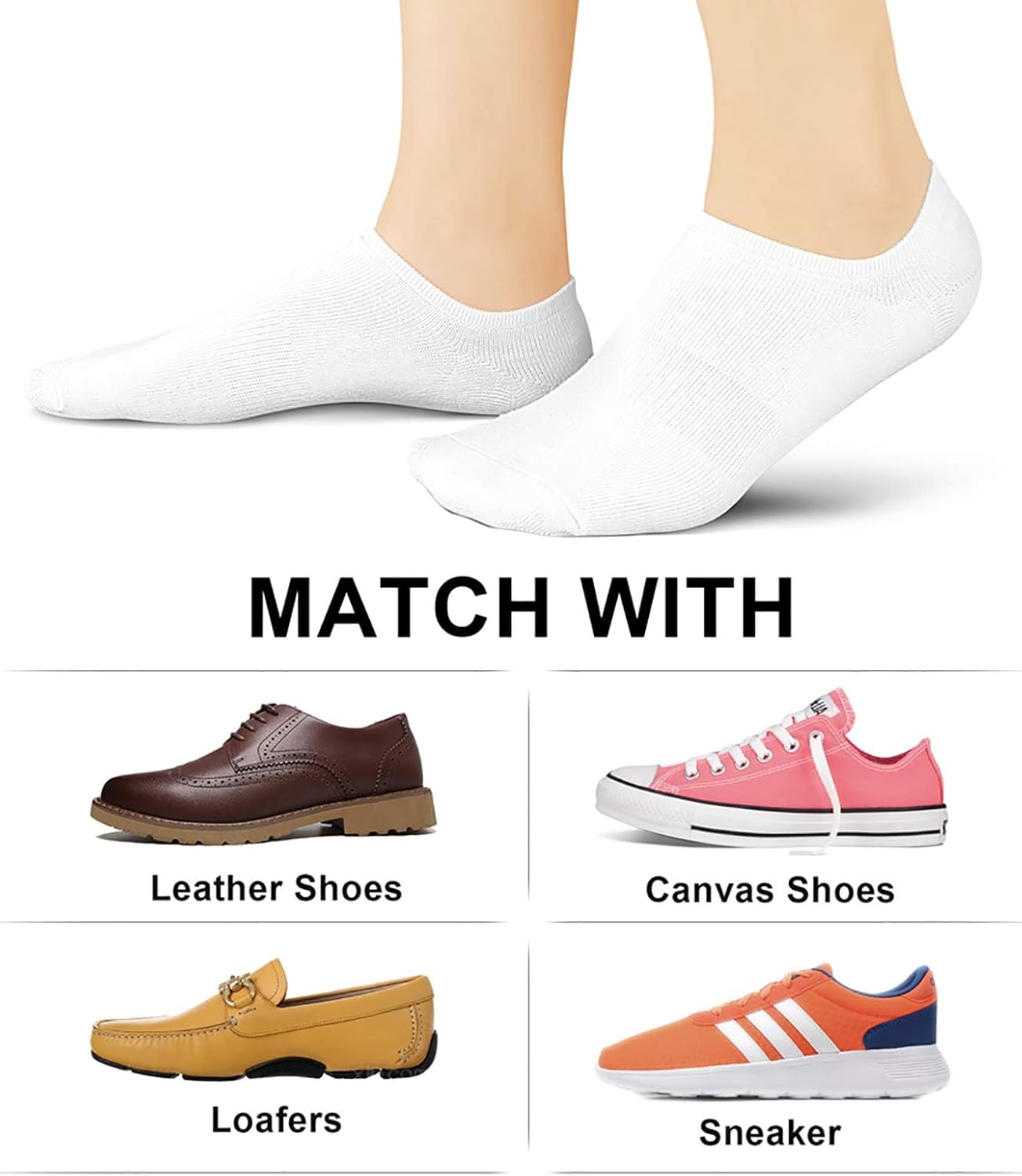 No Show Socks for Women - Non-Slip Flat Boat Line | 4-8 Pairs, Comfortable & Breathable