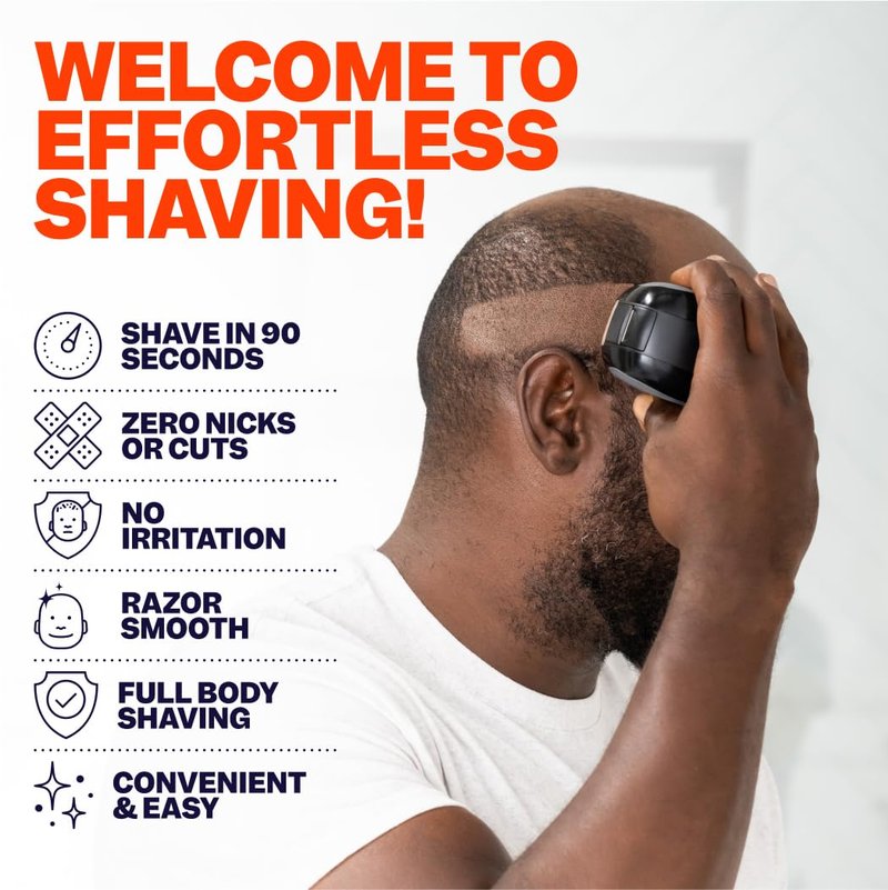 Freebird Electric Head & Body Hair Shaver - Mens Cordless Waterproof Razor with Rotary Blades (FlexSeries, Shaver Kit + Travel Case + Extra Blade)