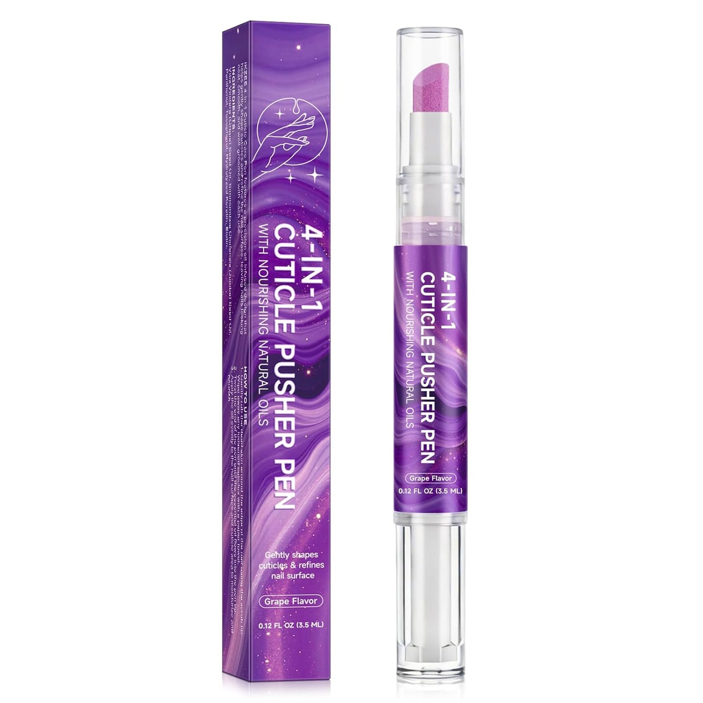 Cuticle Oil Pen - 4-in-1 Nail Care Tool with Quartz Tip | Jojoba & Grapeseed Oil, 3.5ml