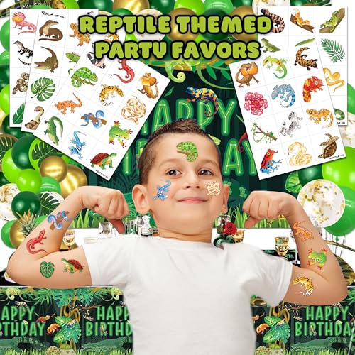 60 PCS Vibrant Reptile Temporary Tattoos for Kids' Parties