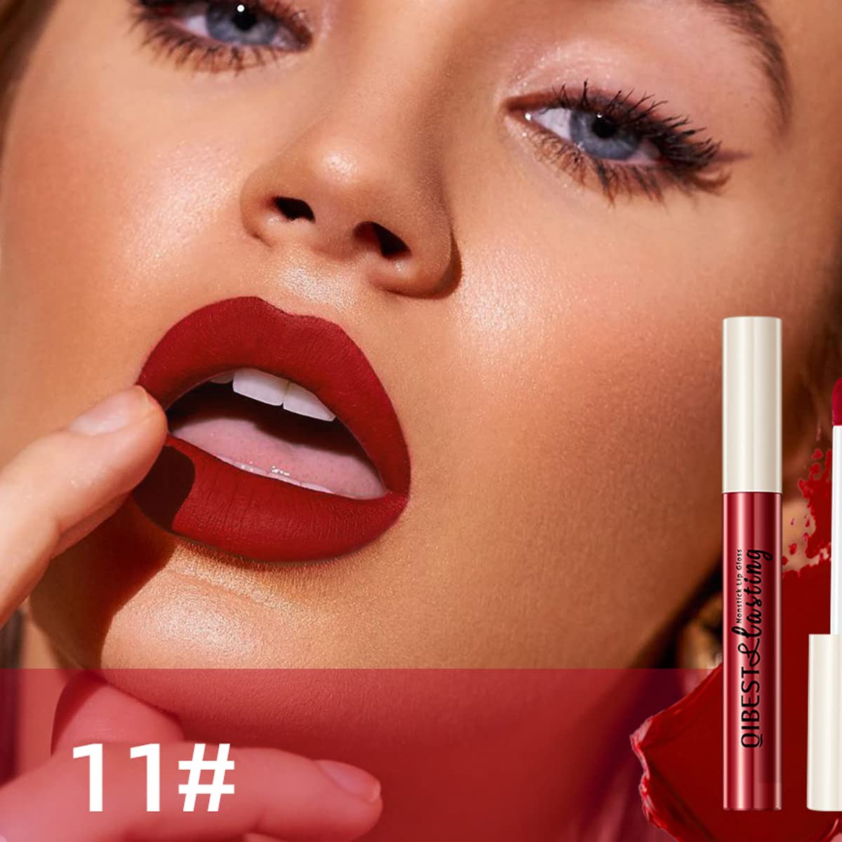 Matte Liquid Lipstick Set - 12 Pcs Long-Lasting Waterproof Lip Stain | Dark Bright Red