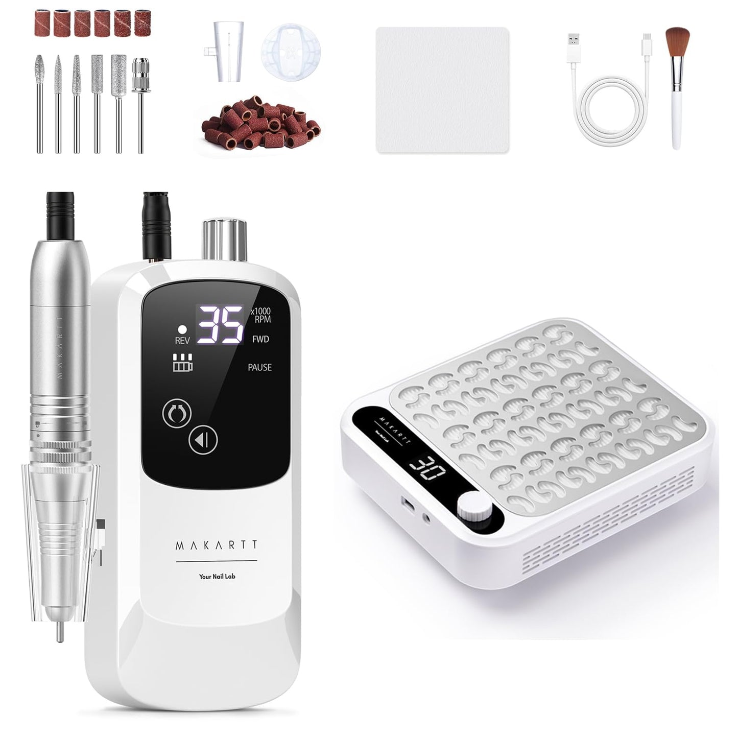 Nail Dust Collector - Professional Electric Suction for Nail Art | Rechargeable 35000 RPM Design