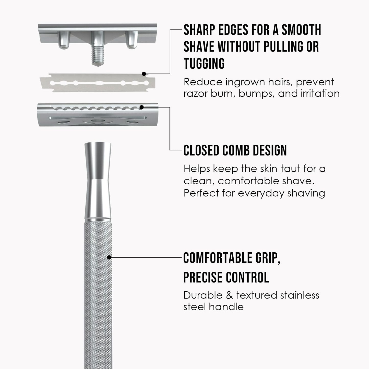 THURLADY Shaving Kit Gifts for Men, Single Blade Safety Razor Kit, Includes Safety Razor, Double Edge Blades, Blade Container, Razor Stand, Shaving Brush & Bowl, Beard Comb, Travel Toiletry Bag