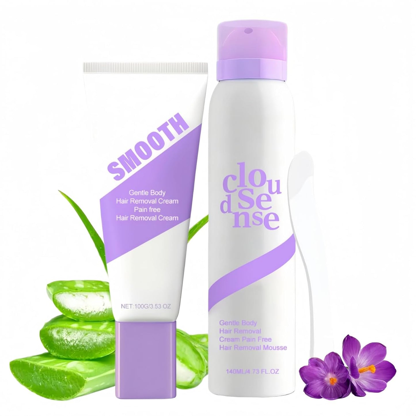 Gentle Hair Removal Cream - Fast-Acting Depilatory for Sensitive Skin with Aloe & Hyaluronic Acid | Travel Size, Citrus Scent (8.26 oz, Pack of 2)