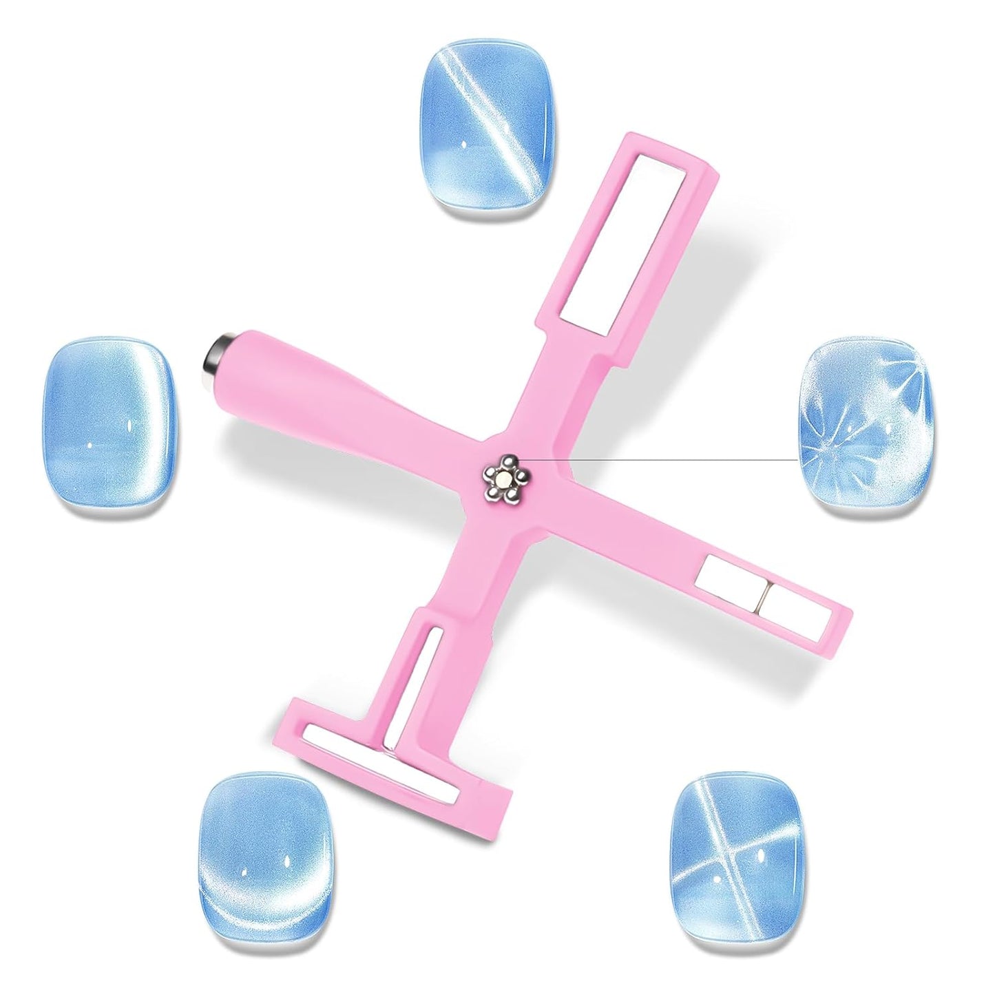 MIZHSE 5-in-1 Nail Magnet Tool - Multifunctional Cat Eye Magnet for Stunning Nail Art | Pink Design