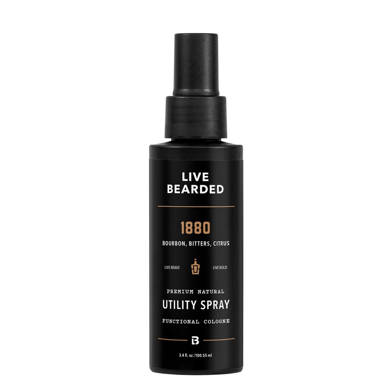 Live Bearded Utility Spray - All Purpose Cologne with Natural Fragrance - Made in the USA - 3.4 fl oz Bottle | 1880 Scent - Bourbon, Bitters, Citrus