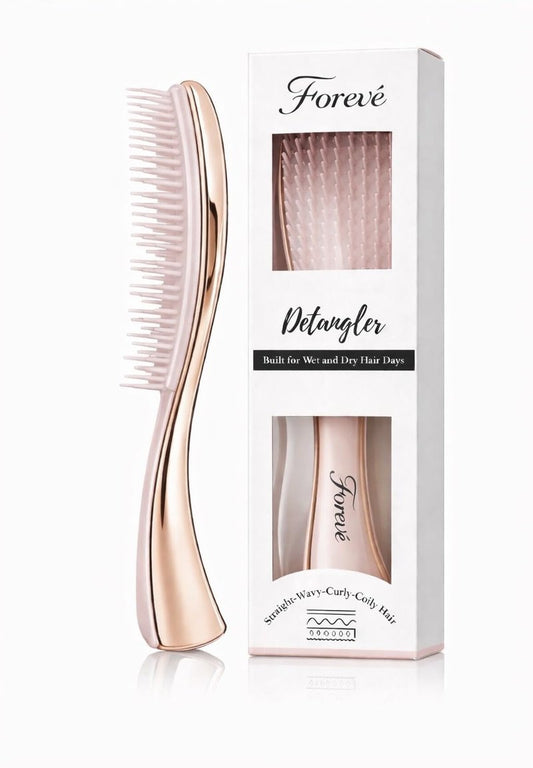 Forevé Detangling Hair Brush - Painless Anti-Breakage Brush for Curly, Thick & Straight Hair | Rose Gold Design