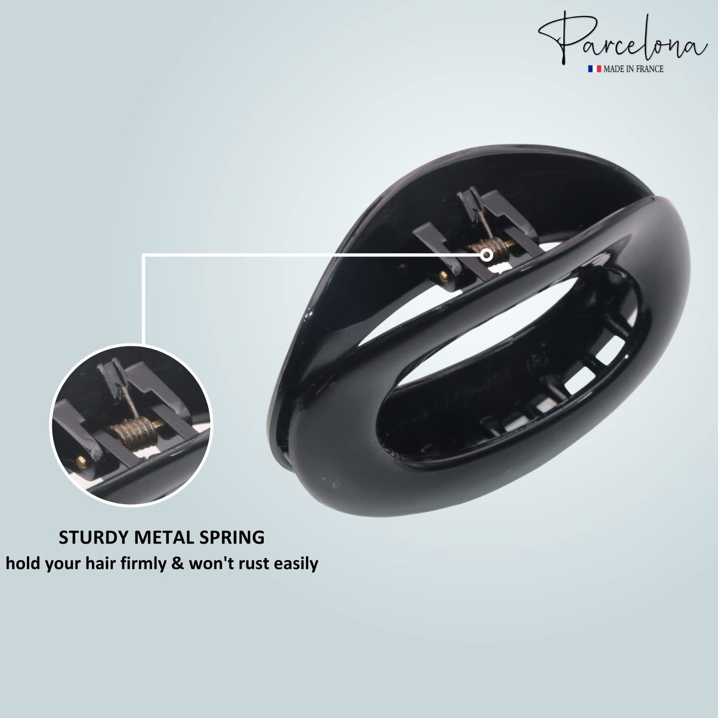 Parcelona French Flat Tube Cutout Small 2 1/2" Celluloid Set of 2 No Slip Grip Jaw Hair Claw Durable Styling Women Hair Accessories Girls Hair Claw Clips