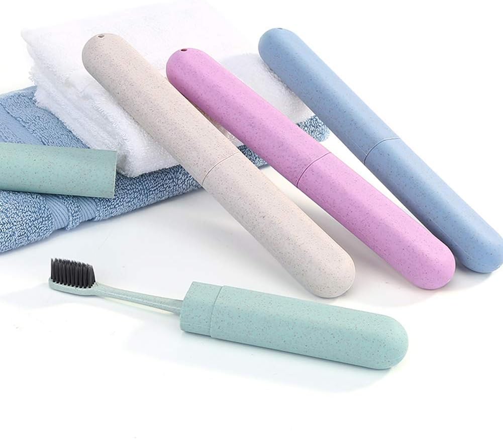 Travel Toothbrush Case - 4 Pack Portable Toothbrush Holders | Durable Plastic Containers for Travel, Camping, Home & School