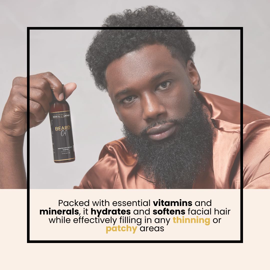 Beard Growth Oil for Men - Hydrating Natural Formula with Vitamins | 4 fl oz for Thicker, Softer Beard