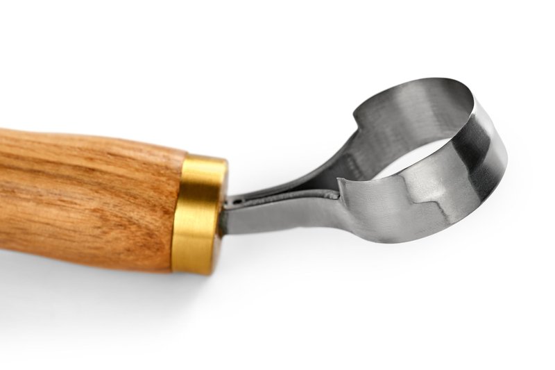 STAMESKY Scorp Knife | Round Carving Tool for Spoons, Bowls, and Cups | Spoon Bowl Carving Tools | for Beginners | Oak Wood Handle with Carbon Steel Blade (Angled Full Scorp)