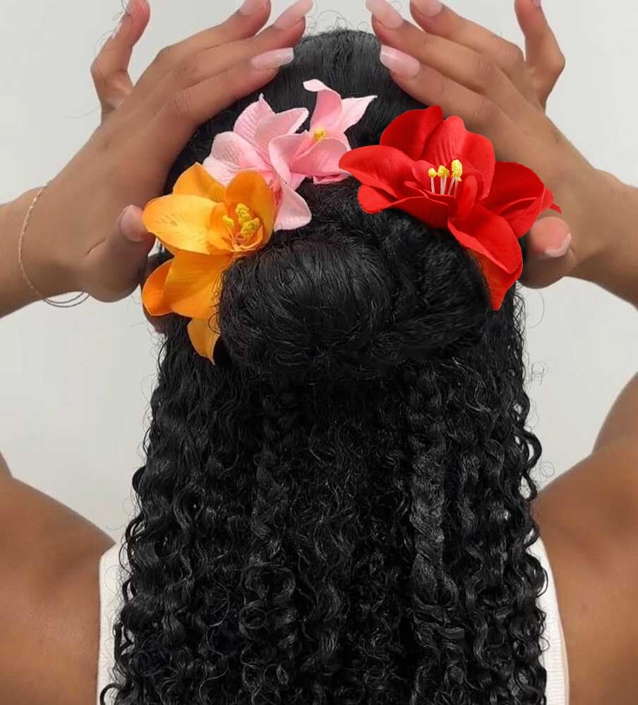 Hawaiian Flower Hair Clips - 6 Pcs Bohemian Tropical Bobby Pins for Beach Vacations & Bridal Accessories | Perfect for Women & Girls