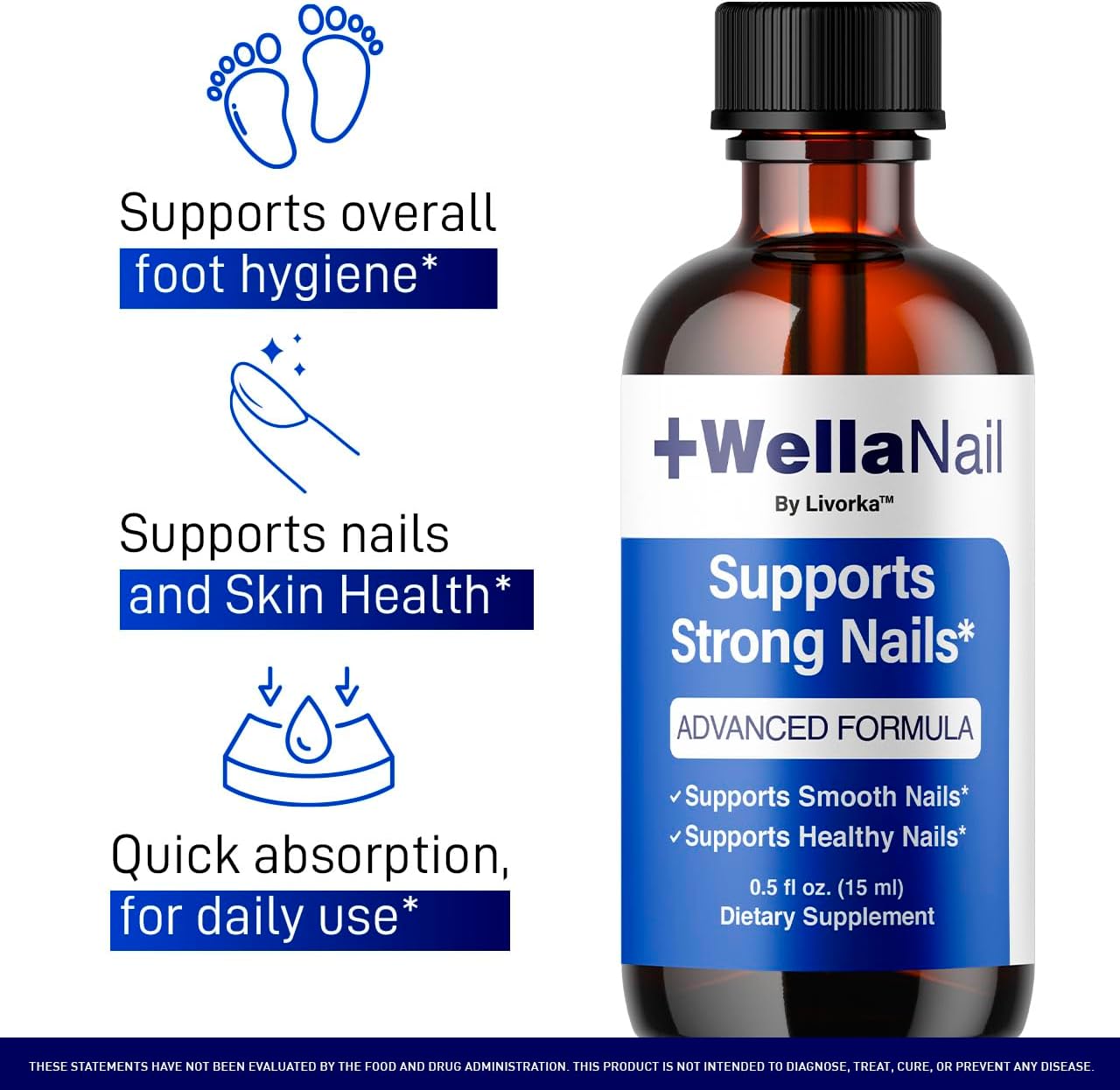 WellaNail Drops - Advanced Liquid Nail Supplement for Maximum Strength | 3-Pack for 3 Months