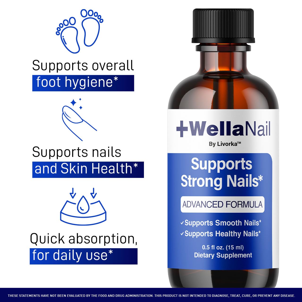 WellaNail Drops - Advanced Liquid Nail Supplement for Maximum Strength & Health | 2-Pack, All-Natural Formula