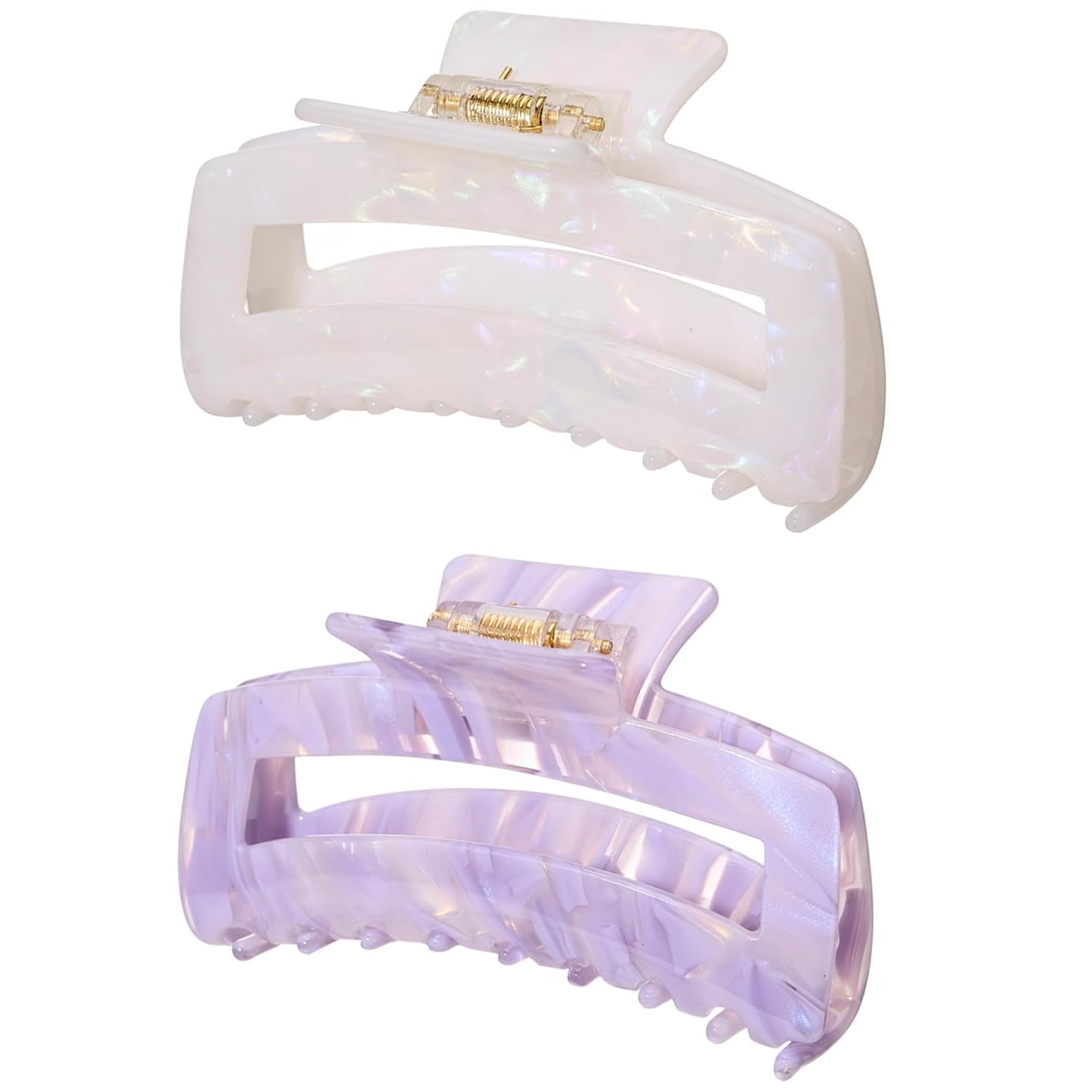 Acetate Hair Claw Clips - Stylish Medium Banana Clip Set for All Hair Types | French Design (2 Pack)