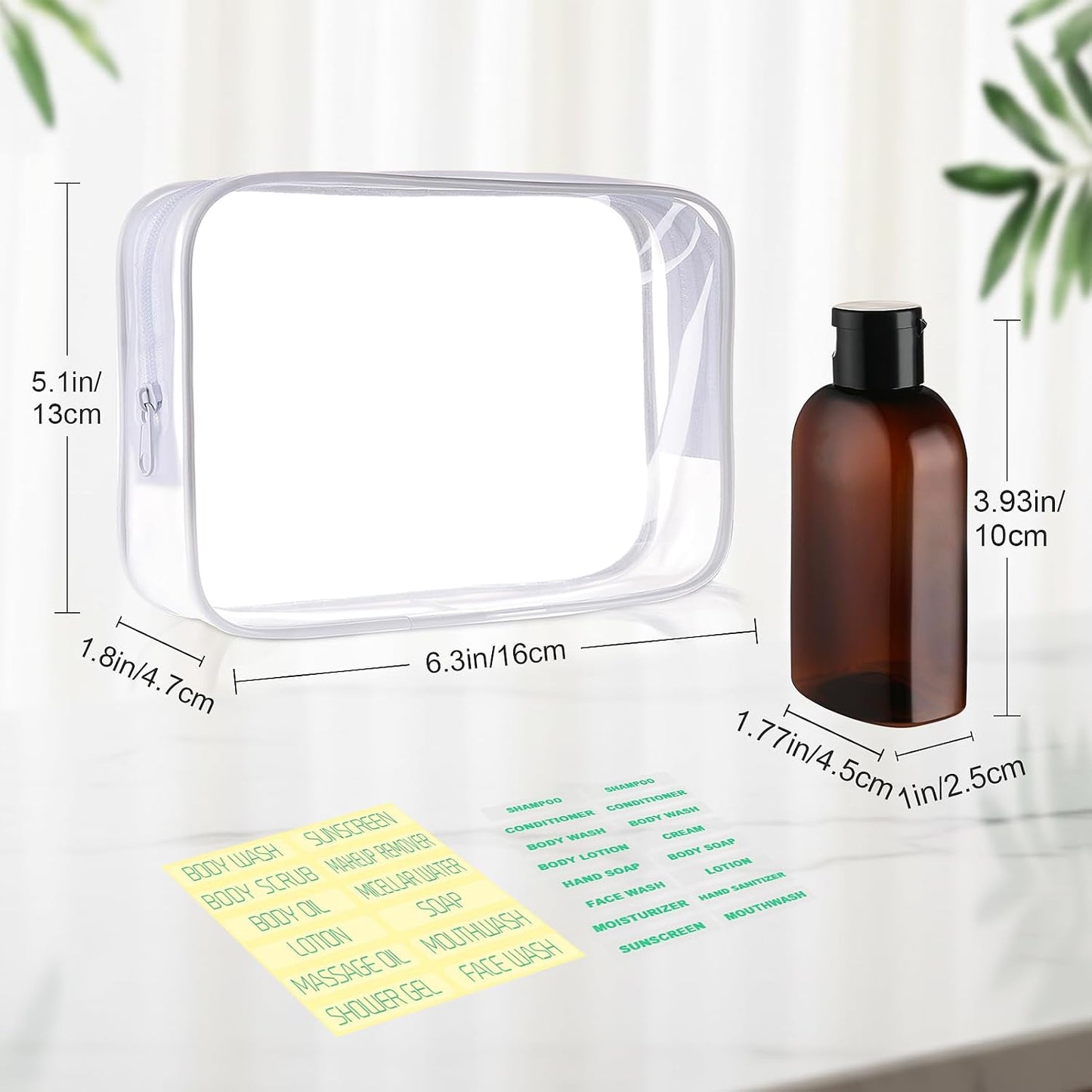 Travel Bottles for Toiletries - 5 Pack 3.4oz TSA Approved | Leak-Proof Squeeze Containers in Brown