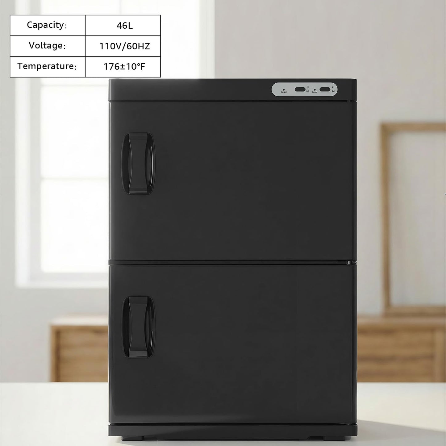 TABU 46L Hot Towel Warmer, Extra Large Towel Heater Cabinet, Black