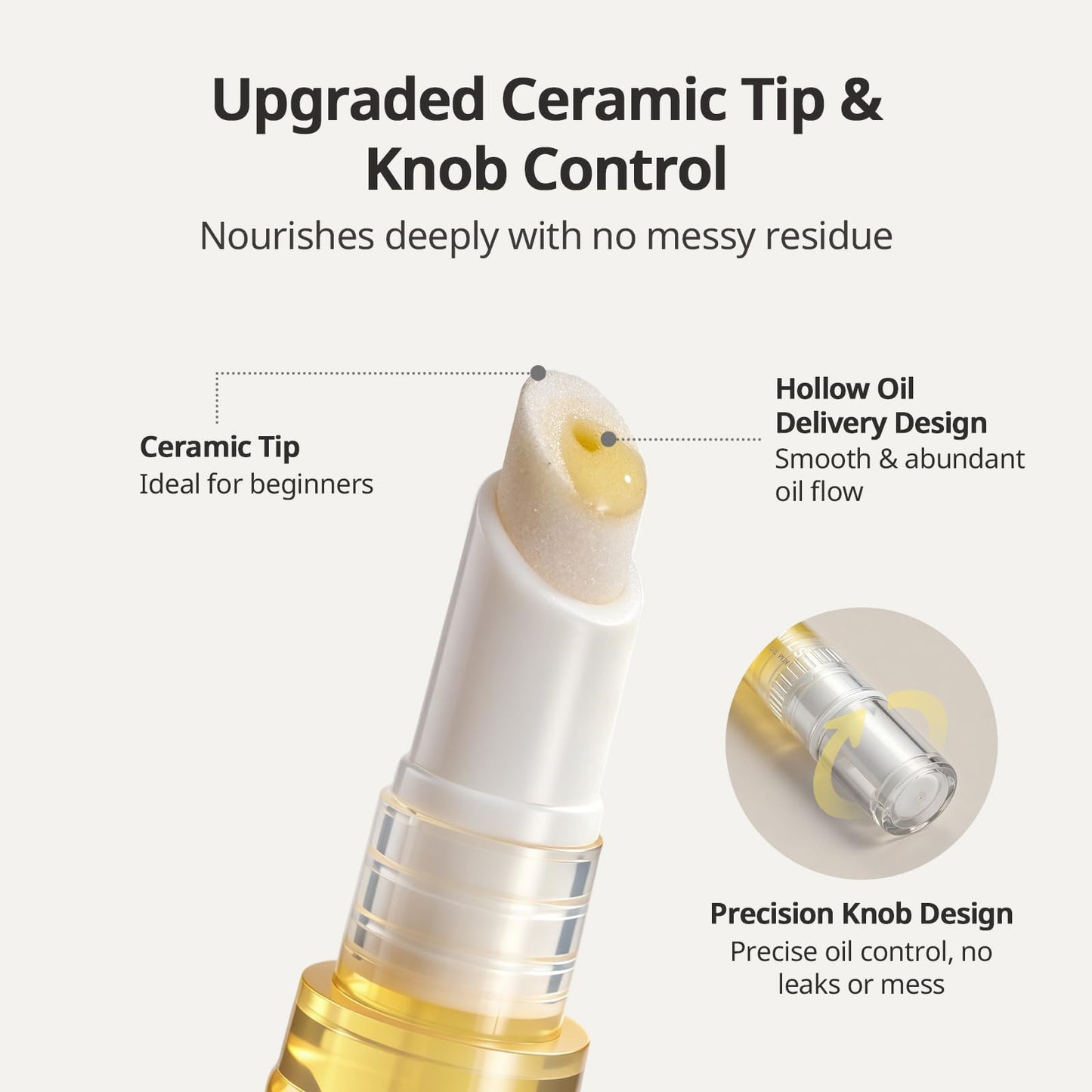 BTARTBOXNAILS 4-in-1 Ceramic Cuticle Pusher Oil Pen - Cuticle Care Pen to Soften, Push, Remove and Nourish in One Pen for Hangnails, Dry and Neglected Cuticles