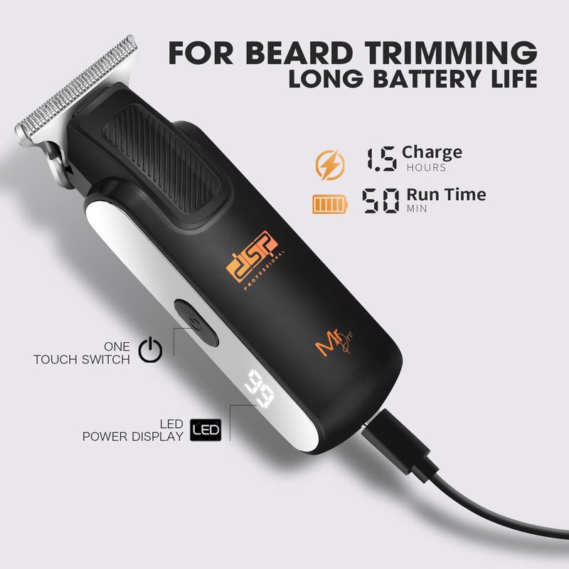 DSP Peanut Cordless Hair Trimmer for Men, High-Speed 7600RPM Clipper, Bald Head & Face Shaver with LED Display, Quick Charge 1.5Hrs & 50Min Runtime