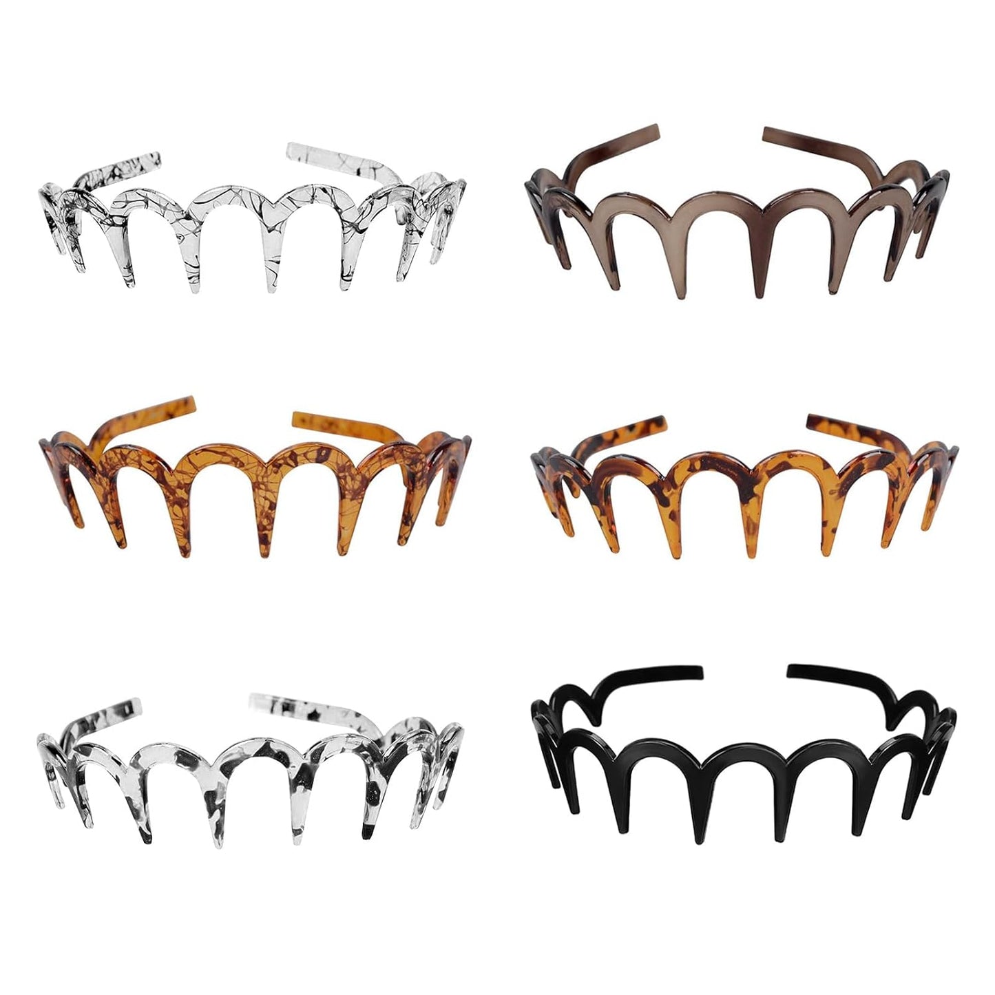 Zig Zag Shark Tooth Headbands - 6Pcs U-Shaped Hair Bands for Women | Wavy Teeth Design