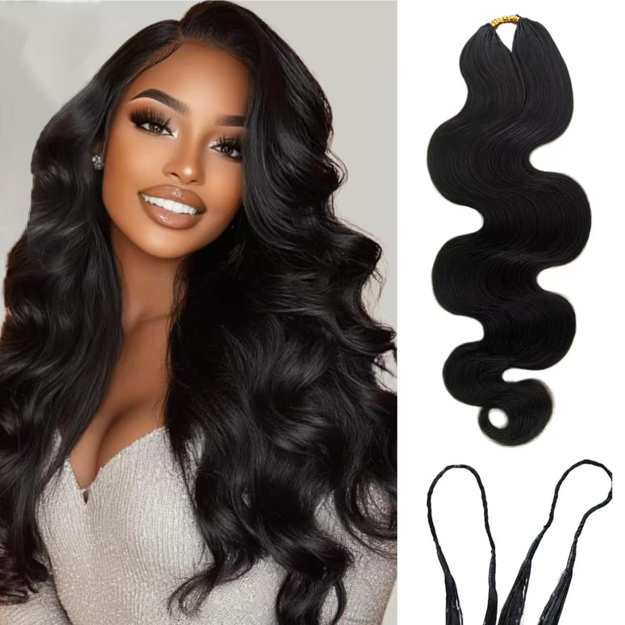 Body Wave Feather Crochet Human Hair Extensions Miracle Knots 2pack 100 Roots Knotless Pre-Separated Crochet Braid Hair Extensions Human Hair Natural Color 16inch 120g