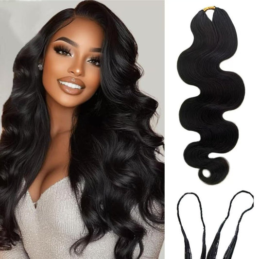 Body Wave Feather Crochet Human Hair Extensions Miracle Knots 2pack 100 Roots Knotless Pre-Separated Crochet Braid Hair Extensions Human Hair Natural Color 16inch 120g