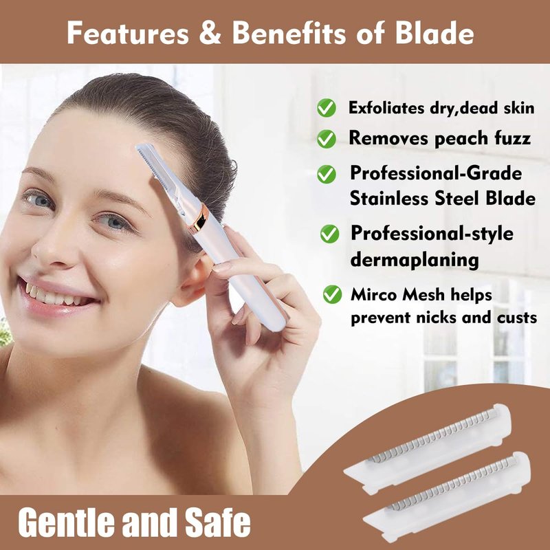 18 Pcs Replacement Blades for Finishing Touch Flawless Dermaplane Glo Sonic Vibrating Facial Exfoliator, Replacement Heads Only Specific for Flawless Vibrating Dermaplane Razor