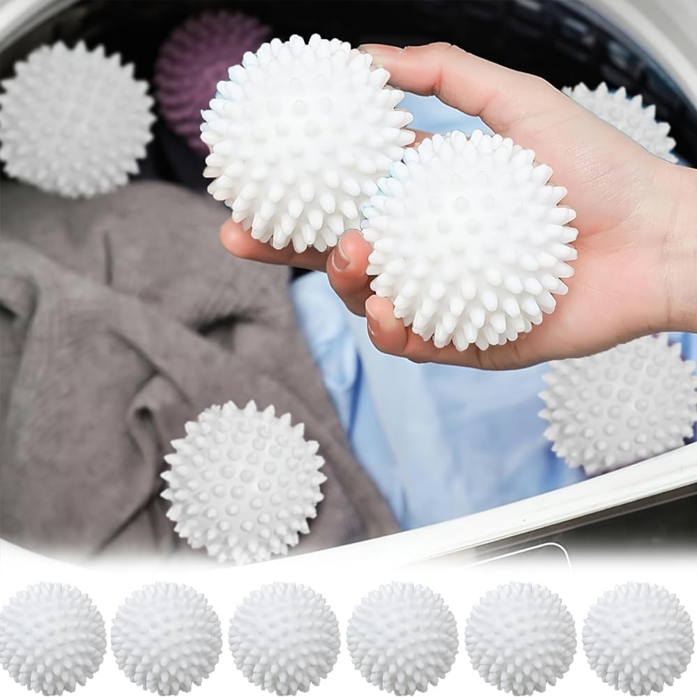 Reusable Laundry Sorter Balls - 6 Pack Fabric Softening Pellets Reduce Wrinkles & Static Cling | White