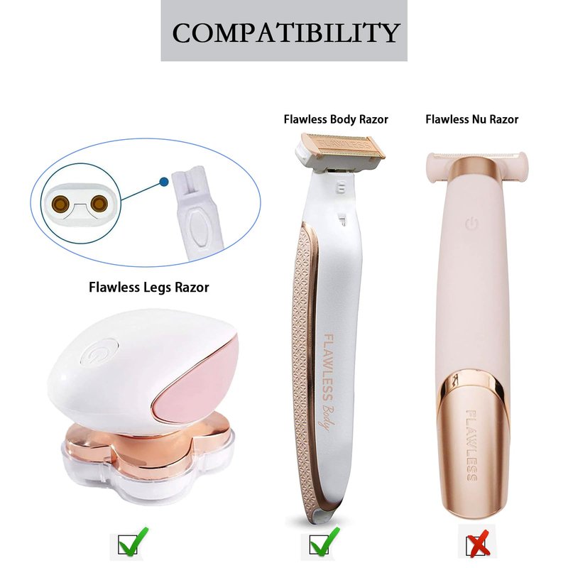 LinMei Shaver Charger Compatible with Finishing Touch Flawless Body Trimmer & Legs Hair Remover Electric Shaver USB Charging Cord with Cleaning Brush