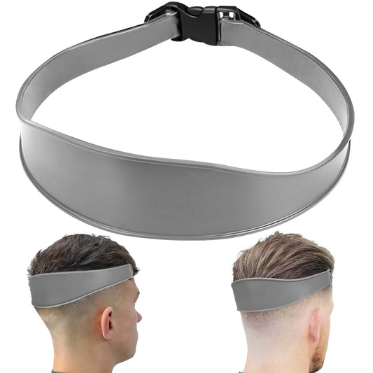 FOWSRHRG 1PC Neckline Shaving Template for DIY Self Haircutting, Adjustable Hair Trimming Guide, Silicone Curved Haircut Band for Cleaning Straight Neck Hairline (Gray)